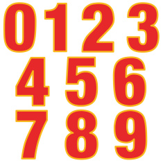 Nažehľovacie čísla potlač DTF – JEDNOTLIVO - farba biela s čiernym lemovaním Nažehľovacie čísla potlač DTF – JEDNOTLIVO - farba biela s čiernym lemovaním